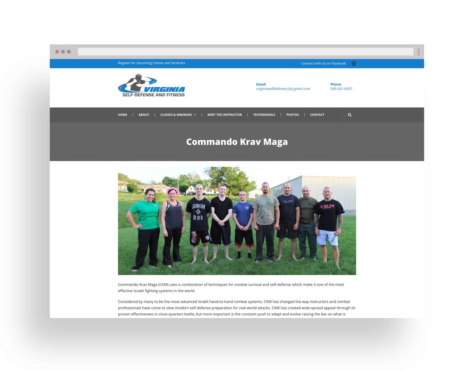 Studio JWAL Web Design Client - Virginia Self-Defense & Fitness